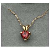 10K Gold Garnet Heart Pendant Necklace, 18 in.