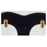 Gold Vermeil 925 Hoop Earrings w/ Stones
