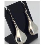 925 Sterling Tear Drop Earrings 2 ins.