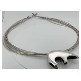 Sterling Spirit Bear Pendant & Liquid Silver Neckl
