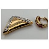 925 Gold Vermeil Pendant & Ruby Earring