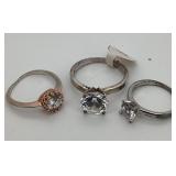 3 Rings with Silver- & Rose-Tone Settings