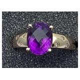 14K 585 Yellow Gold Ring by RP with Amethyst & Dia