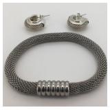 Sterling Silver 7 1/2 in. Mesh Bracelet Set