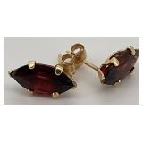 14K Yellow Gold Marquise Garnet Earrings