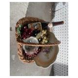 Basket of Grapes, Wine Bottle, & Plate