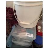 2 Containers of Craft Supplies, Ribbon, & Bucket