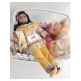 Basket with 3 Dolls