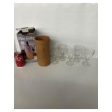 1981 Natural Clay Wine Cooler & 5 Glasses