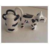 Ceramic Cow & Milk Can