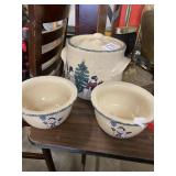 Snowman Jar & Bowls