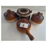 3 Soup Bowls with Lids and Pot with Lid