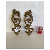 Homco Plastic Wall Candle Holders Gold