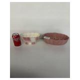 2 Oval Pink & White Planters