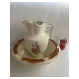 Large Flower Pitcher with Wash Basin