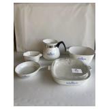 Corningware Set White with Blue Flowers - 6 Pieces