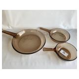 3 Vision Corningware Amber Glass Pans