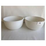2 Large White Milk Glass Mixing Bowls