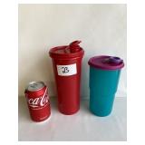 2 Tupperware Cups with Lids Red & Teal