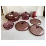 Purple Corningware - 3 Dishes & 4 Extra Lids
