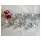 6 Vintage Anchor Hocking Star of David Glass Bowls