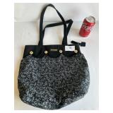 Longaberger Black Floral Button Bag