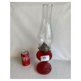 Red Oil Lamp with Hurricane