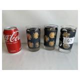 3 Libby Black Textured Coin Glasses