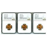 1957-D 1958 1958-D Cent NGC MS66 RD 3 Pc Lot