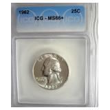 1962 Quarter ICG MS66+ LIST $175