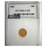 1886 Gold $1 PR64 CAM LISTS $7250