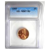 1955 Cent ICG MS67 RD LISTS $800