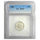 1959 Dime ICG MS67 LISTS $135