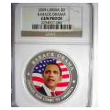 2009 $5 NGC Gem Proof Barack Obama Liberia