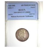 1830-1848 AR France/AE Base NNC MS63 PL France