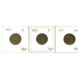 1869 1870 1872 Nickels 3pcs