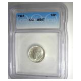 1963 Dime ICG MS67 LISTS $125