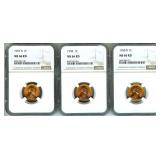 1957-D 1958 1958-D Cent NGC MS66 RD 3 Pc Lot