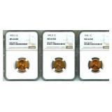 1942-D 1955-S 1958 Cent NGC MS66 RD 3 Pc Lot