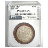 1878 7TF Morgan MS65 PL LISTS $2850