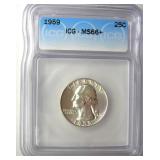 1959 Quarter ICG MS66+ LISTS $350