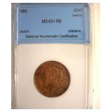 1859 Cent MS63+ RB Canada Lists $250