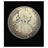 1802 8 Reales VF+ Mexico Bust Charles 4 China Chop