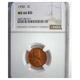 1950 Cent NGC MS66 RD LISTS $110