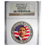 2009 $5 NGC Gem Proof Barack Obama Liberia