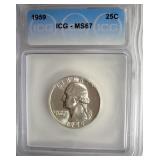 1959 Quarter ICG MS67 LISTS $1150