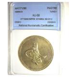 AH1171//86 Piastre NNC AU58 Osman III