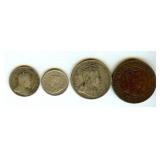 1887-1912 VF-XF 4 COINS Low Mintages Canada