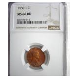 1950 Cent NGC MS66 RD LISTS $110