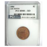 1864 Lg Motto 2 Cents MS66+ RD LISTS $5500